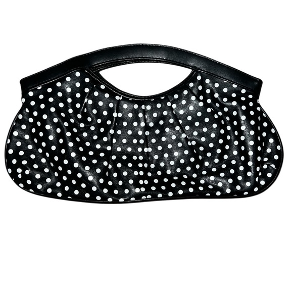 Chateau Handbags - Chateau Polka Dot Clutch Bag Black White 12”x7”